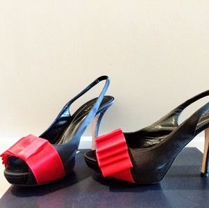 Kate Spade Red Bow Sling Back Cocktail Heels 8.5